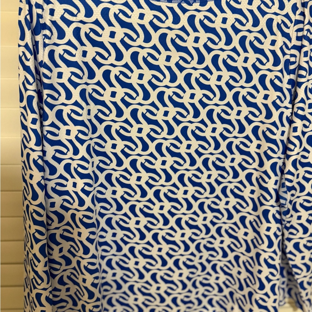 Gottex Blue and White Patterned Long Sleeve Top - Picture 3 of 5